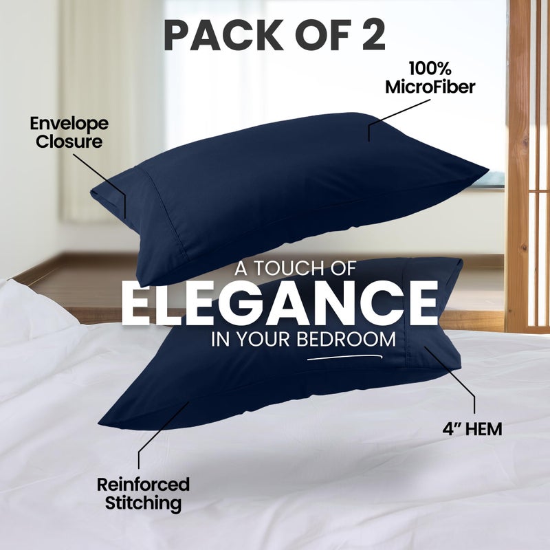 Utopia Bedding King Pillow Cases - 2 Pack - Envelope Closure - Soft Brushed Microfiber Fabric - Shrinkage and Fade Resistant Pillow Covers King Size 20 X 40 Inches (King, Navy) - Image 5